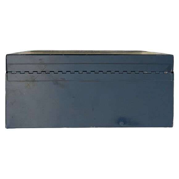 Vintage Hilton Carte Blanche Credit Card Application Blue Yellow Tin Box 50s 60s - Picture 8 of 10